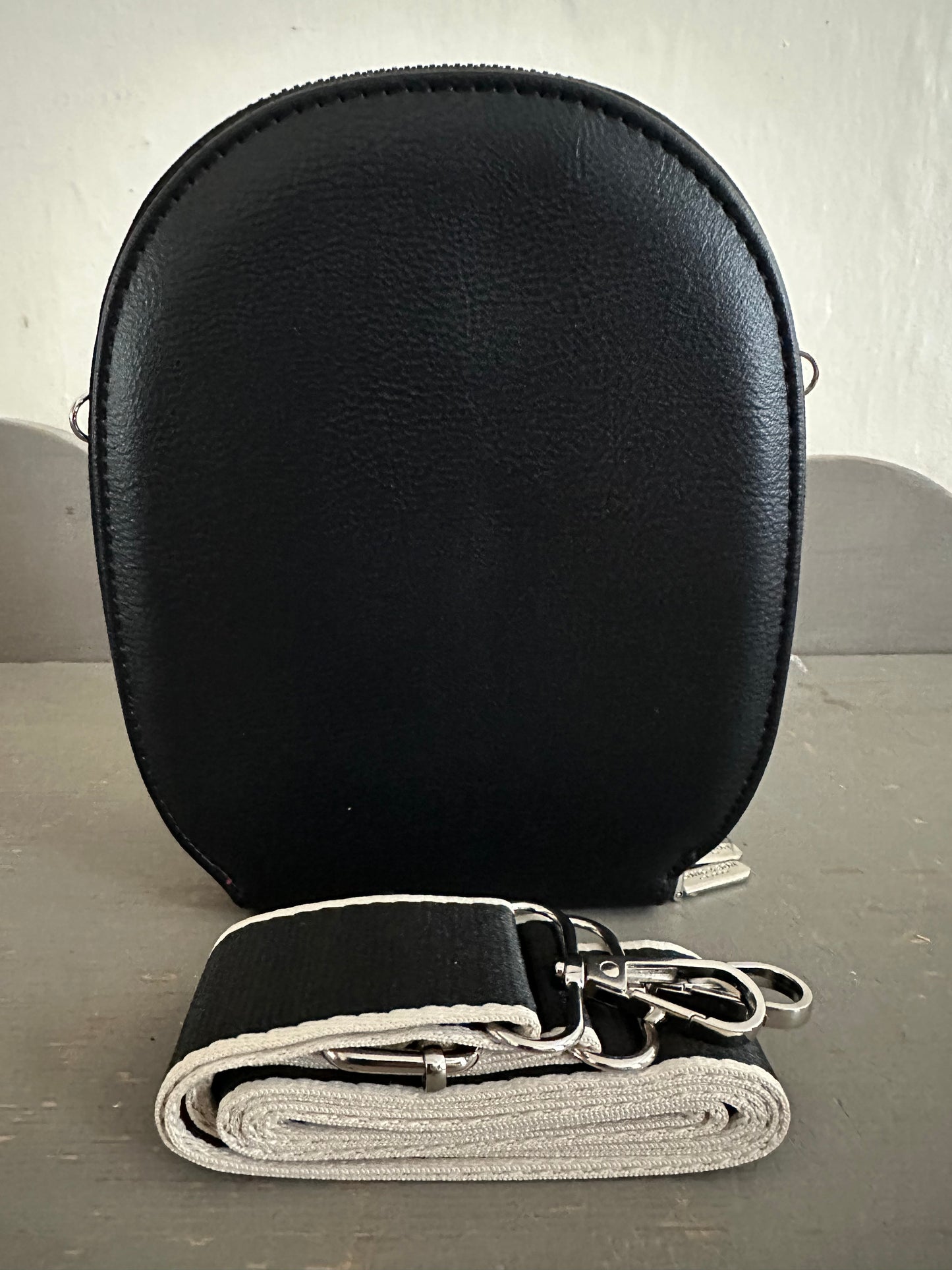 Crossbody Handbag - Three Compartment - Black