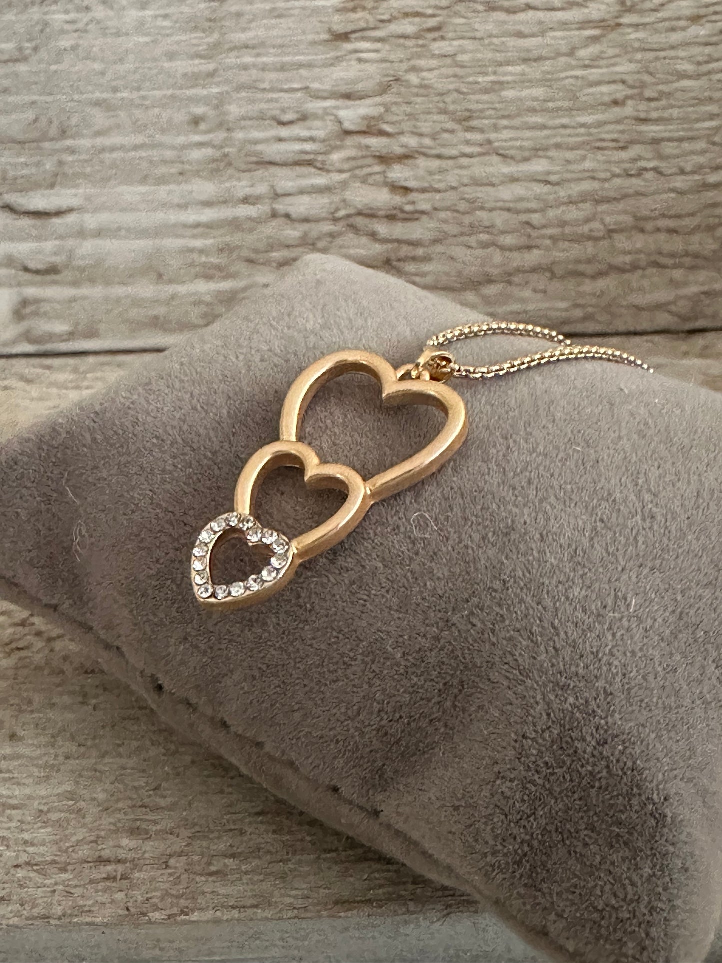 Triple Heart Pendant Short Necklace