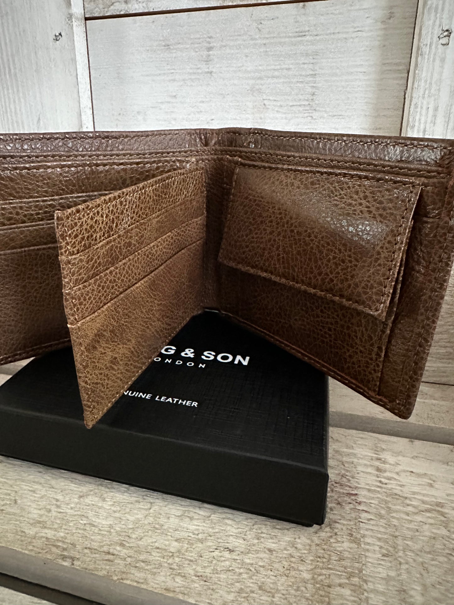 Leather Wallet - Brown/Navy