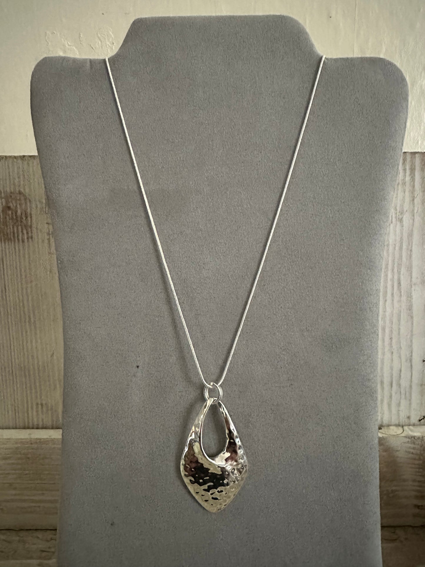 Silver Coloured Pendant Long Necklace
