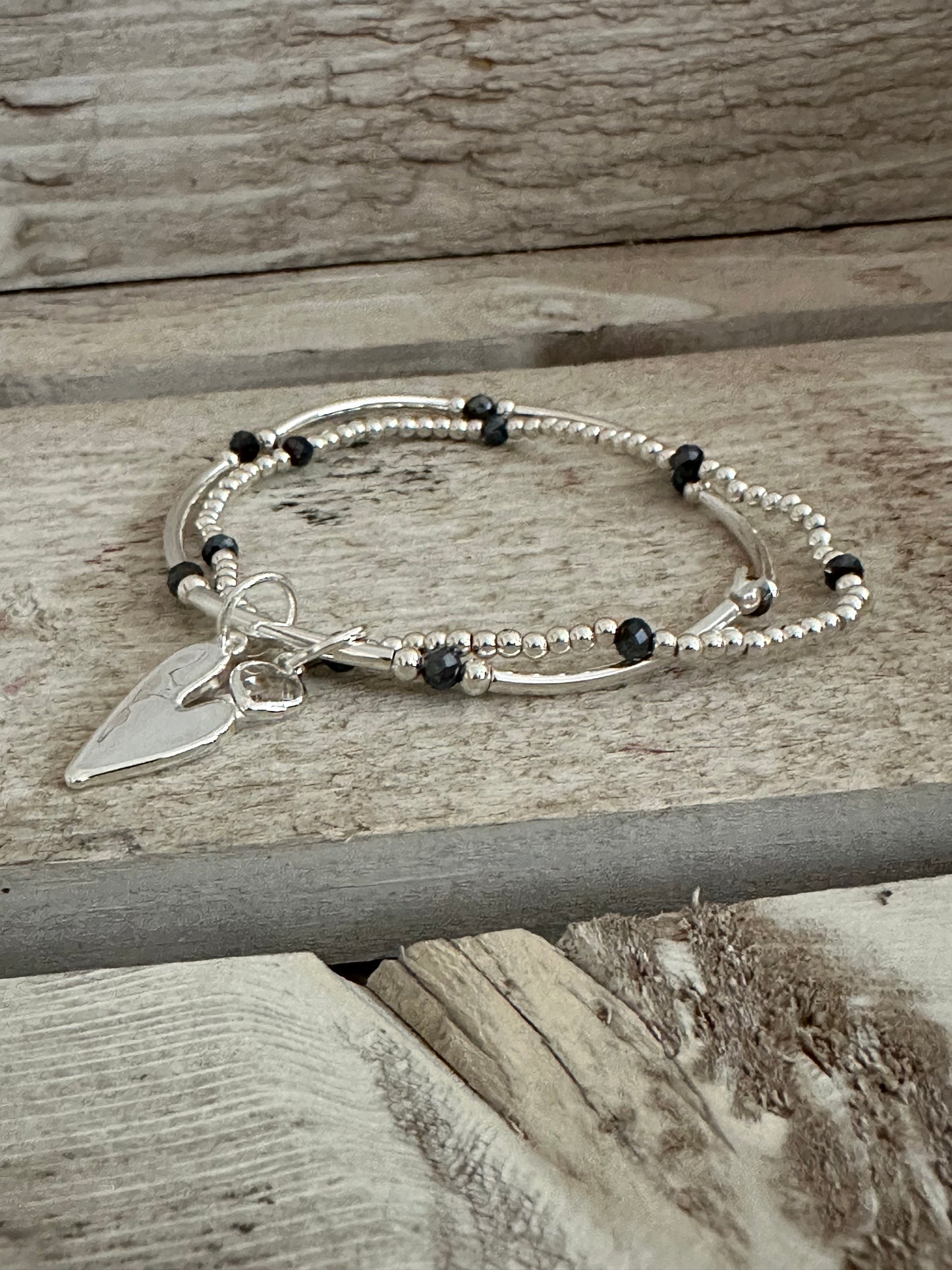 Heart Charm Elasticated Bracelet