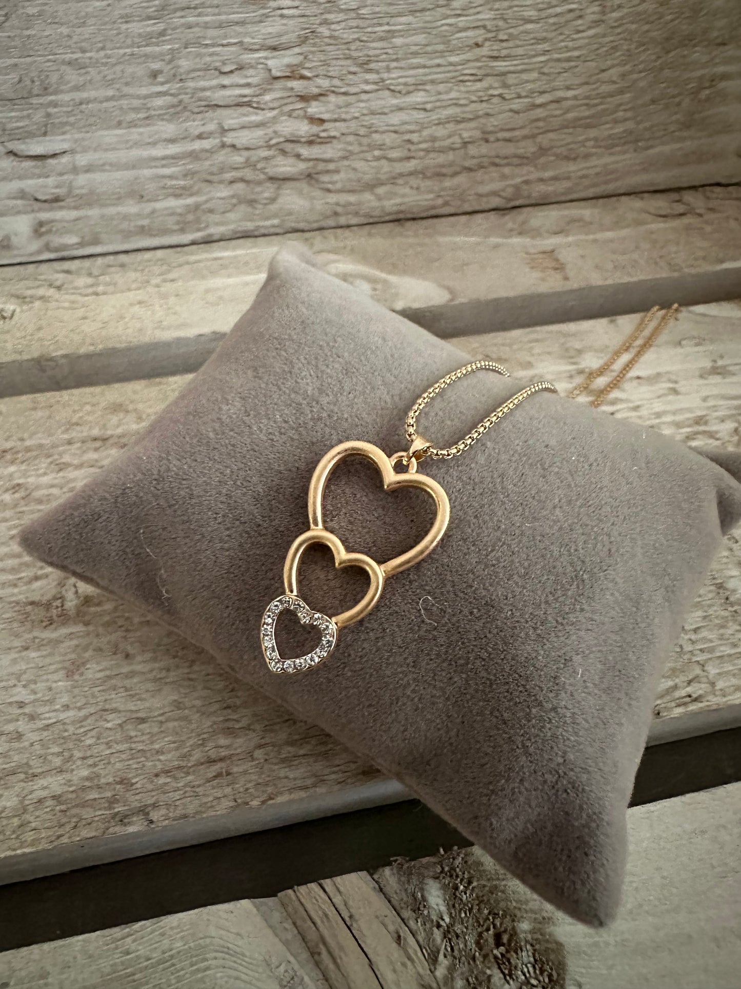 Triple Heart Pendant Short Necklace