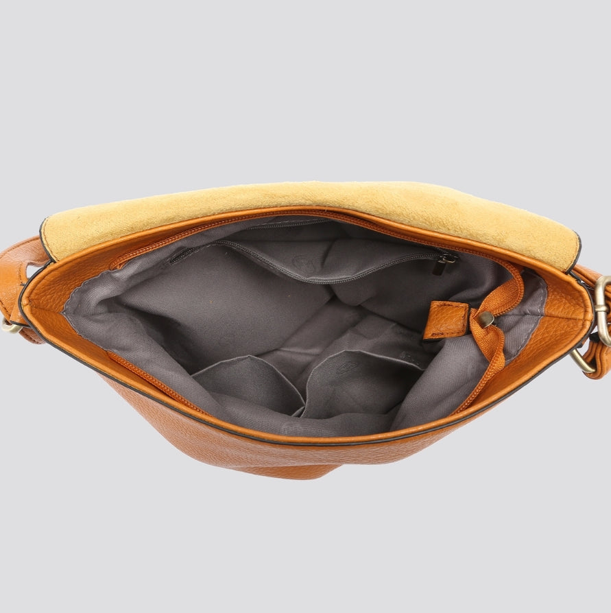 Soft Flap Crossbody Handbag - Sand