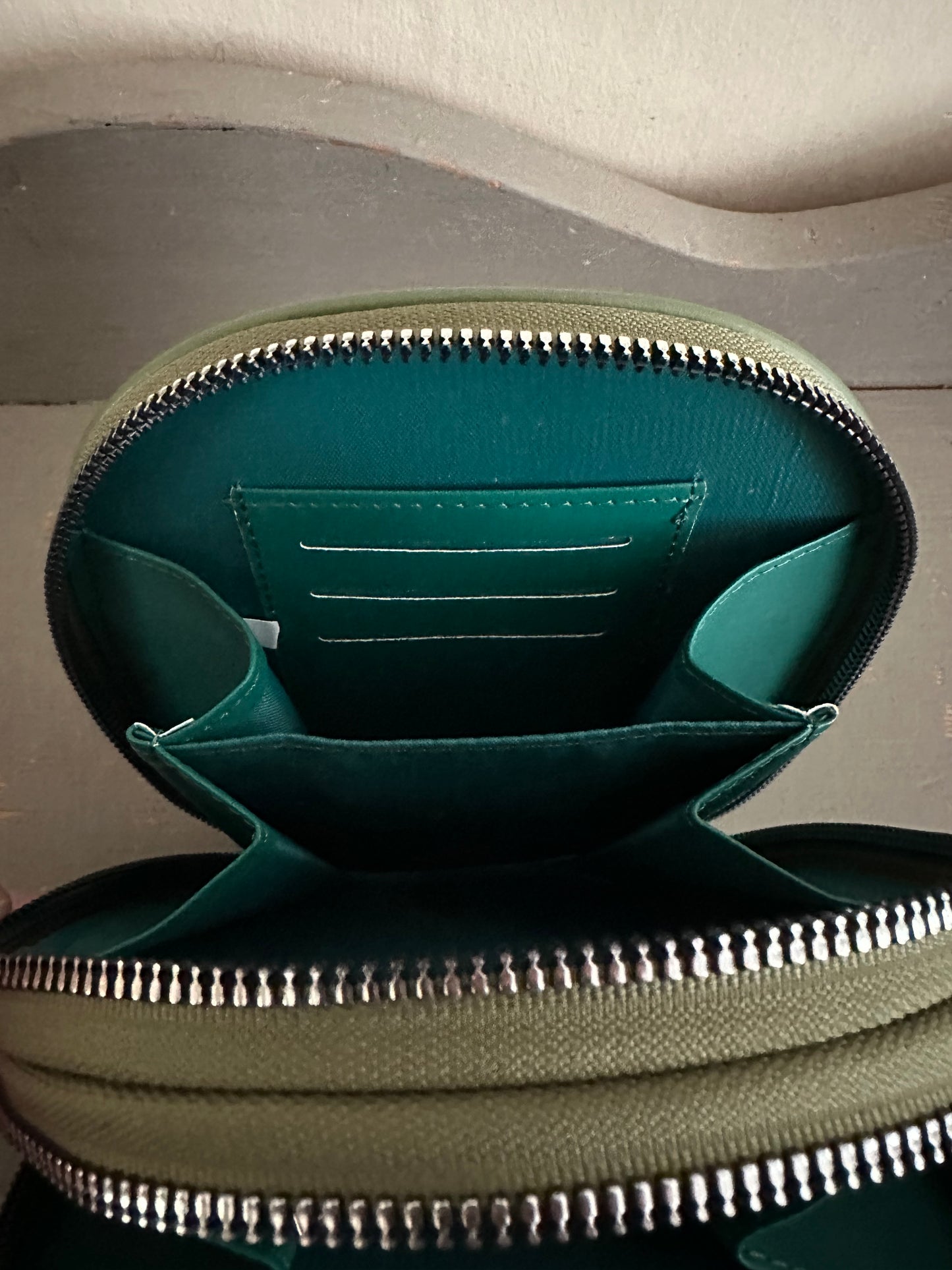 Crossbody Handbag - Three Compartment - Dark Green