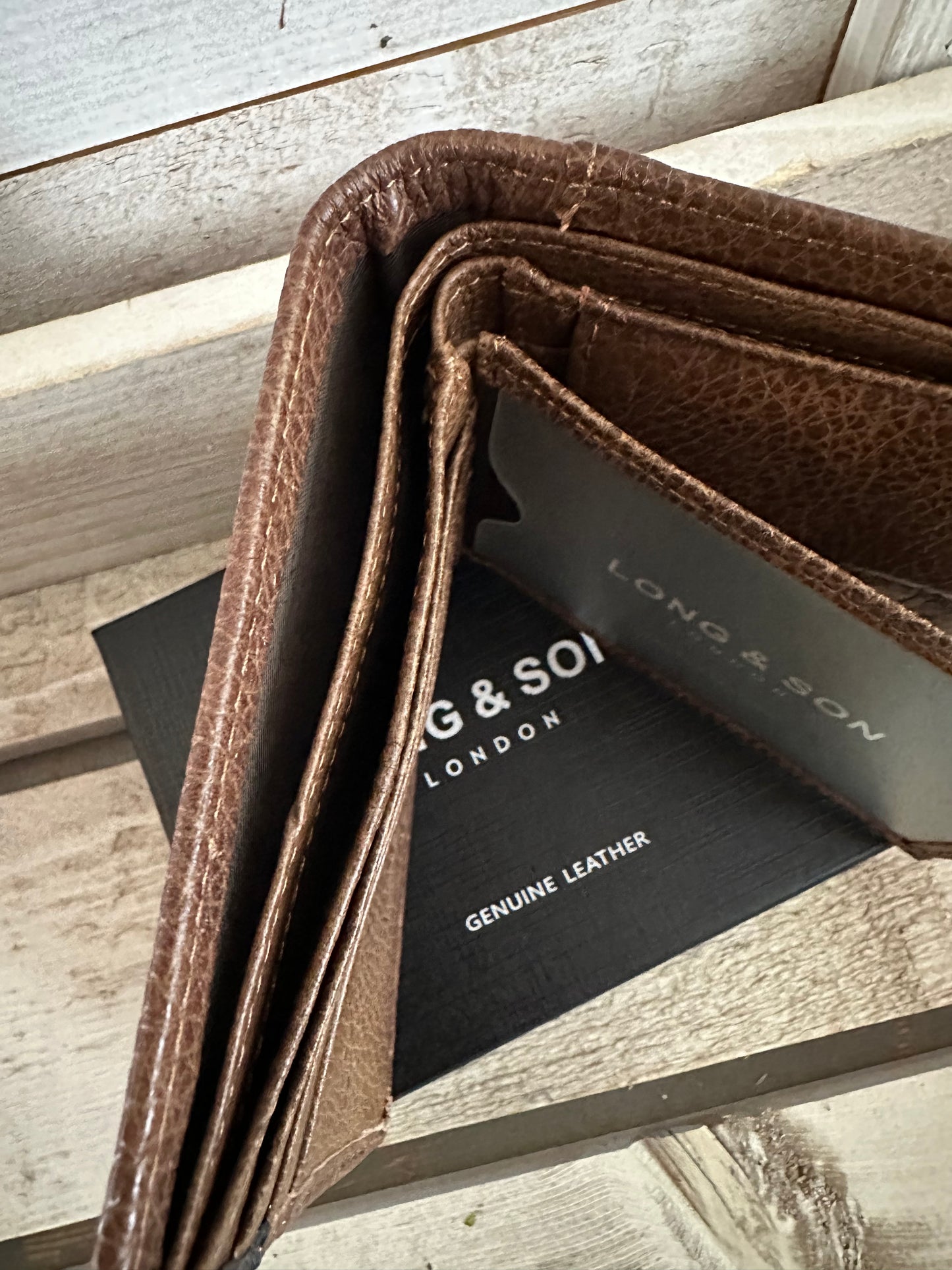 Leather Wallet - Brown/Navy
