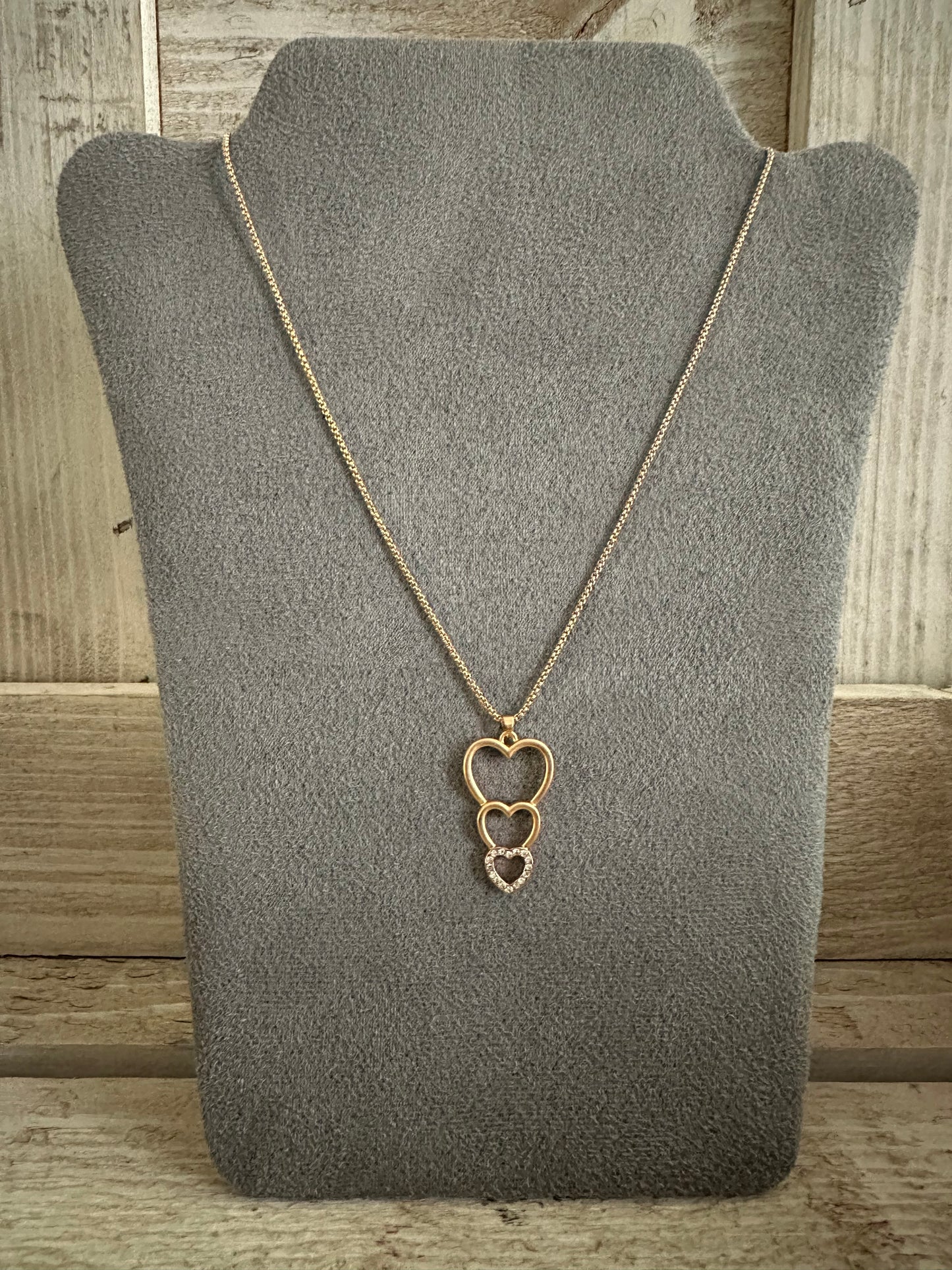 Triple Heart Pendant Short Necklace