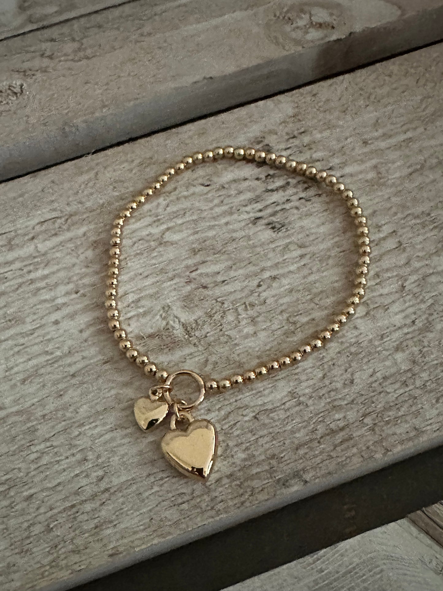Gold Coloured Heart Elasticated Bracelet
