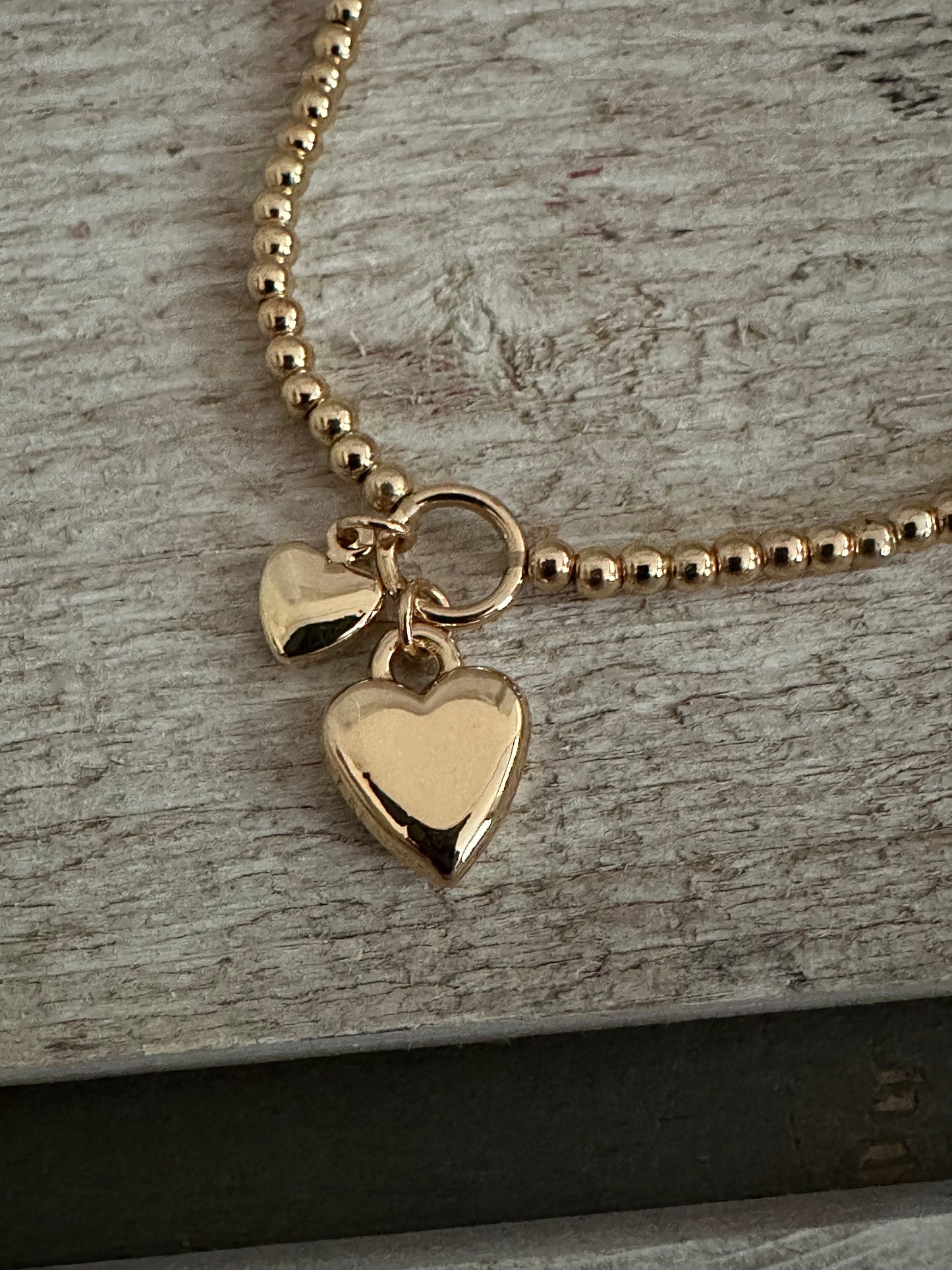 Gold Coloured Heart Elasticated Bracelet
