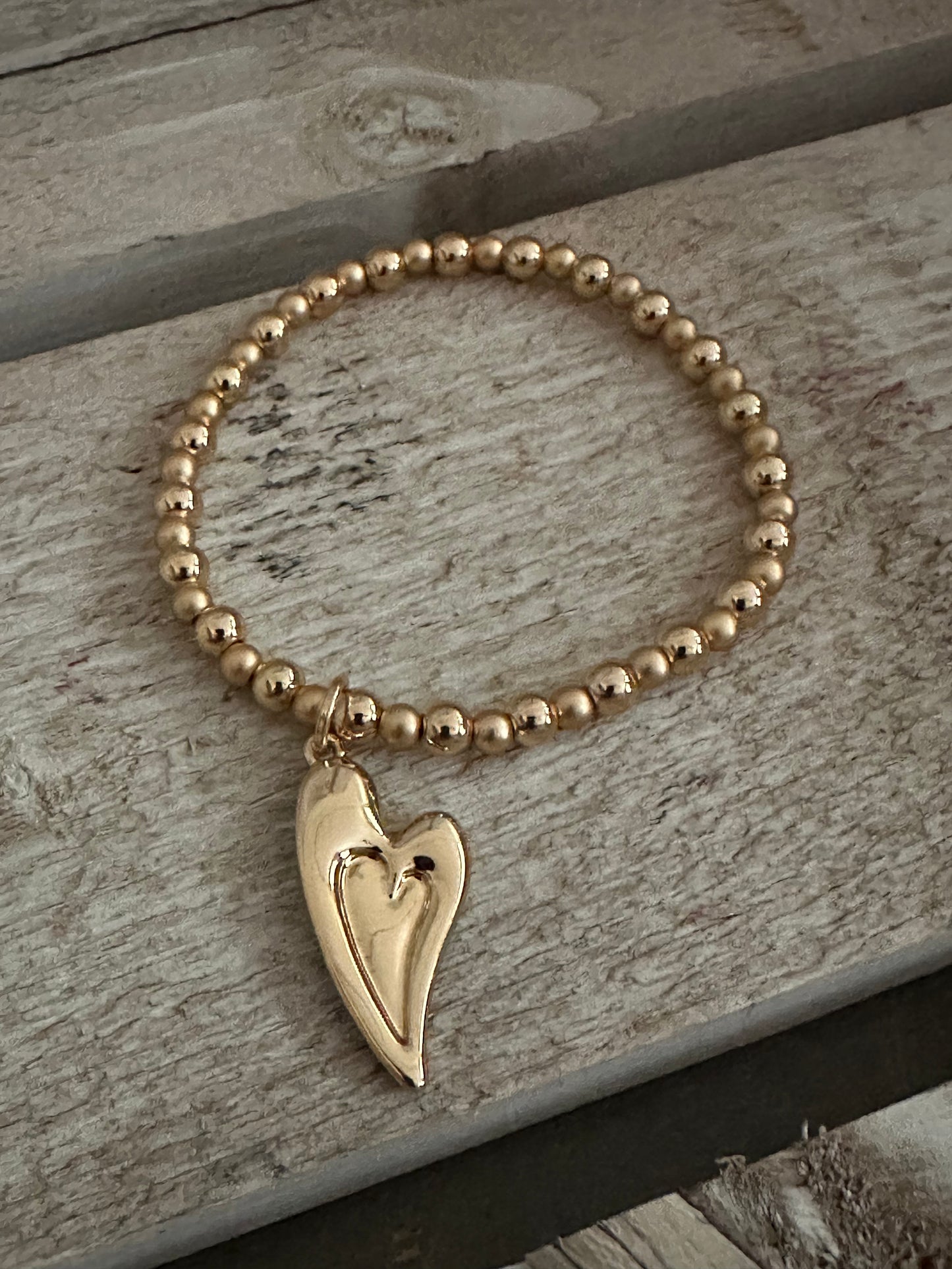 Gold Coloured Heart Elasticated Bracelet