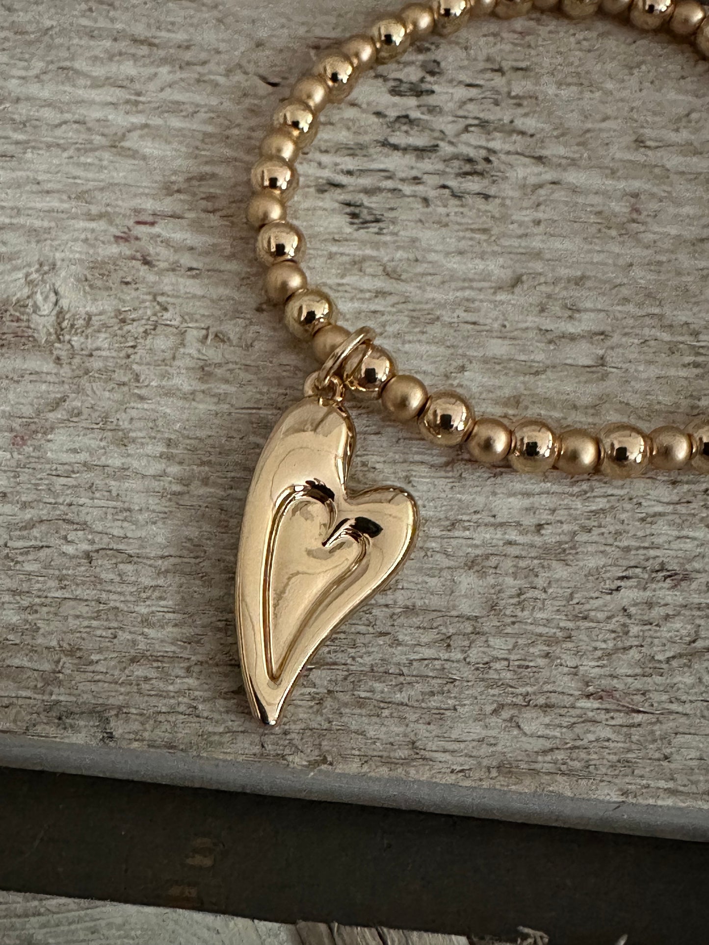 Gold Coloured Heart Elasticated Bracelet