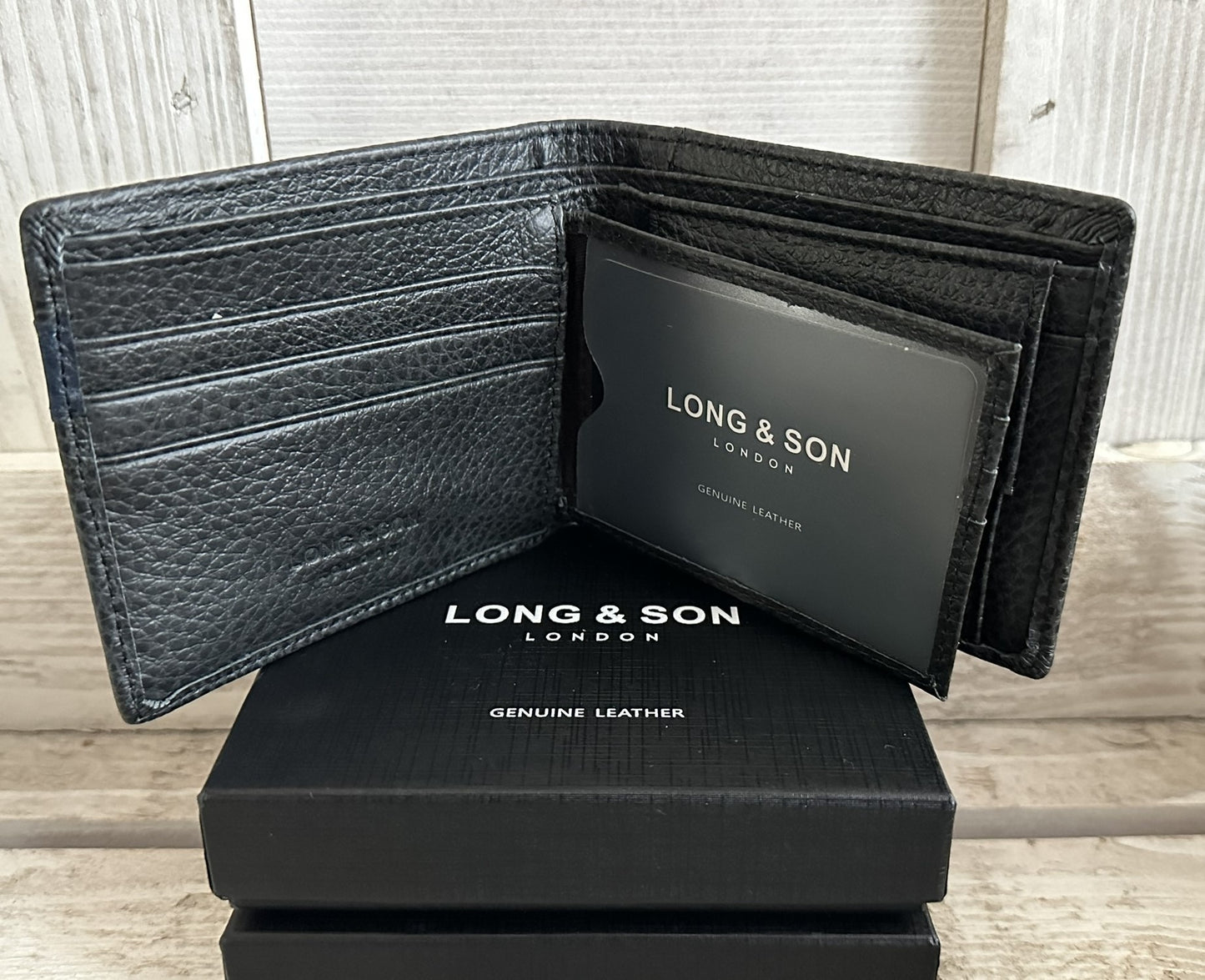 Leather Wallet - Black/Navy