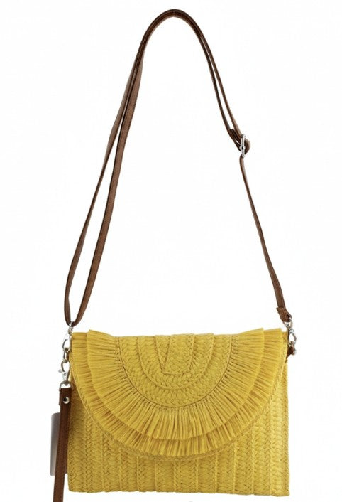 Straw Clutch Bag - Yellow