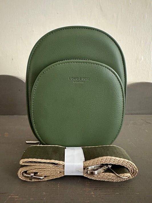 Crossbody Handbag - Three Compartment - Dark Green