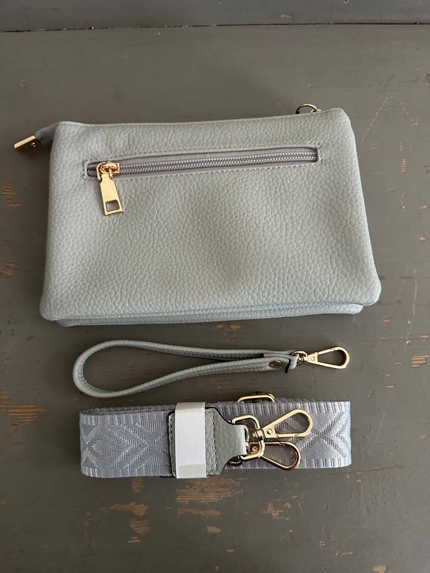 Crossbody & Wristlet Handbag - Light Grey