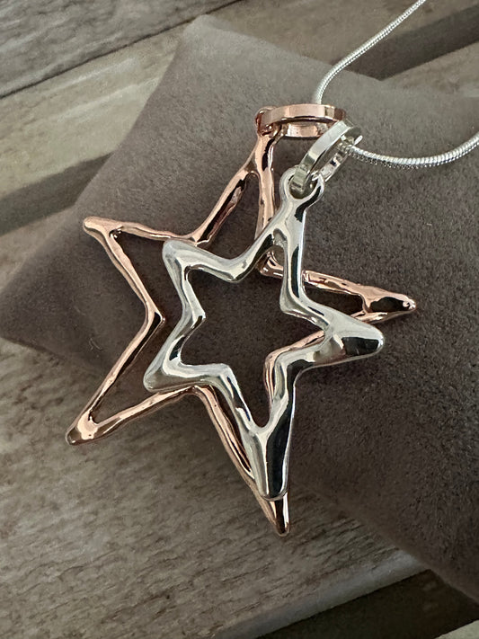Double Star Pendant Long Necklace