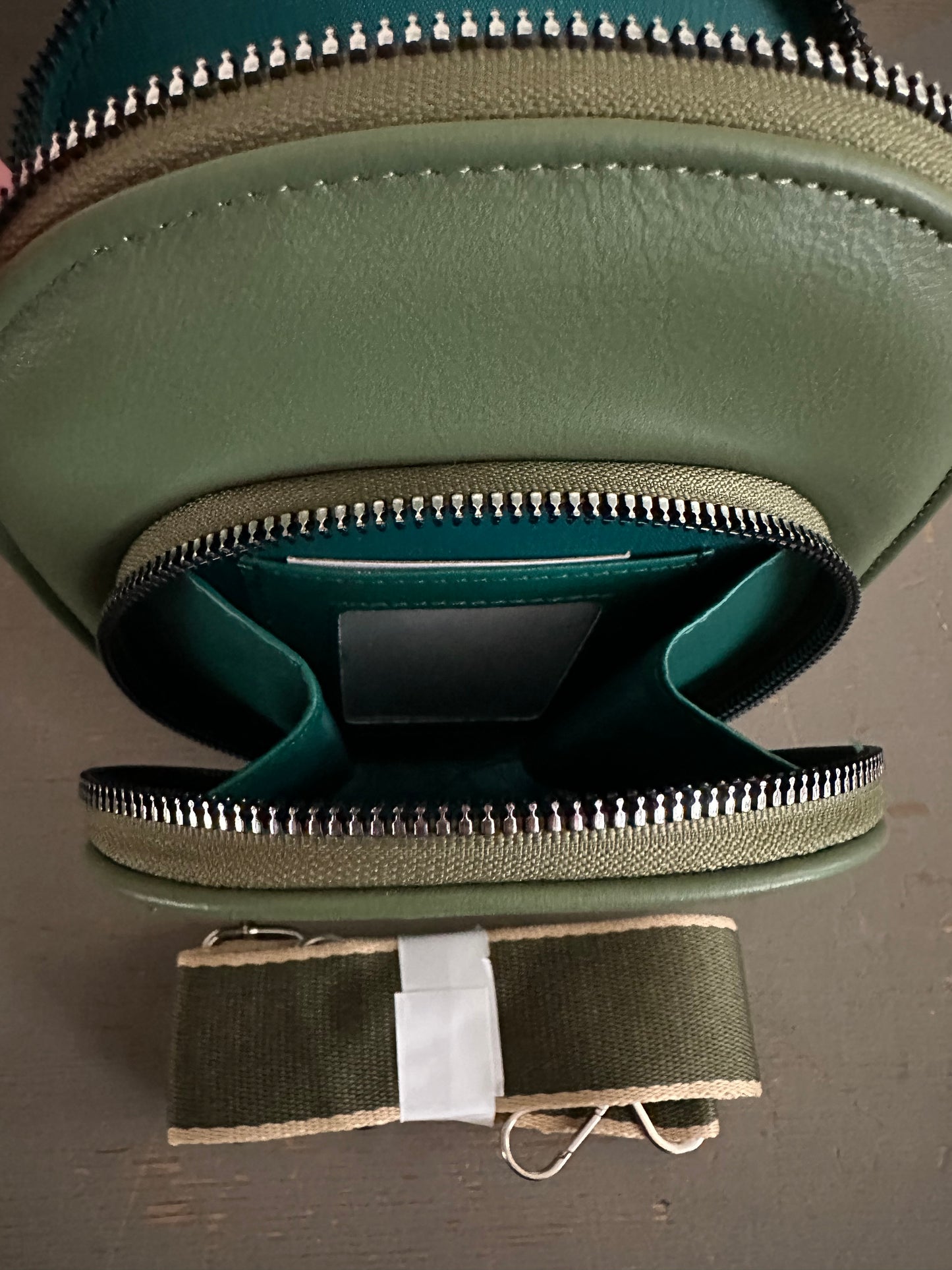 Crossbody Handbag - Three Compartment - Dark Green