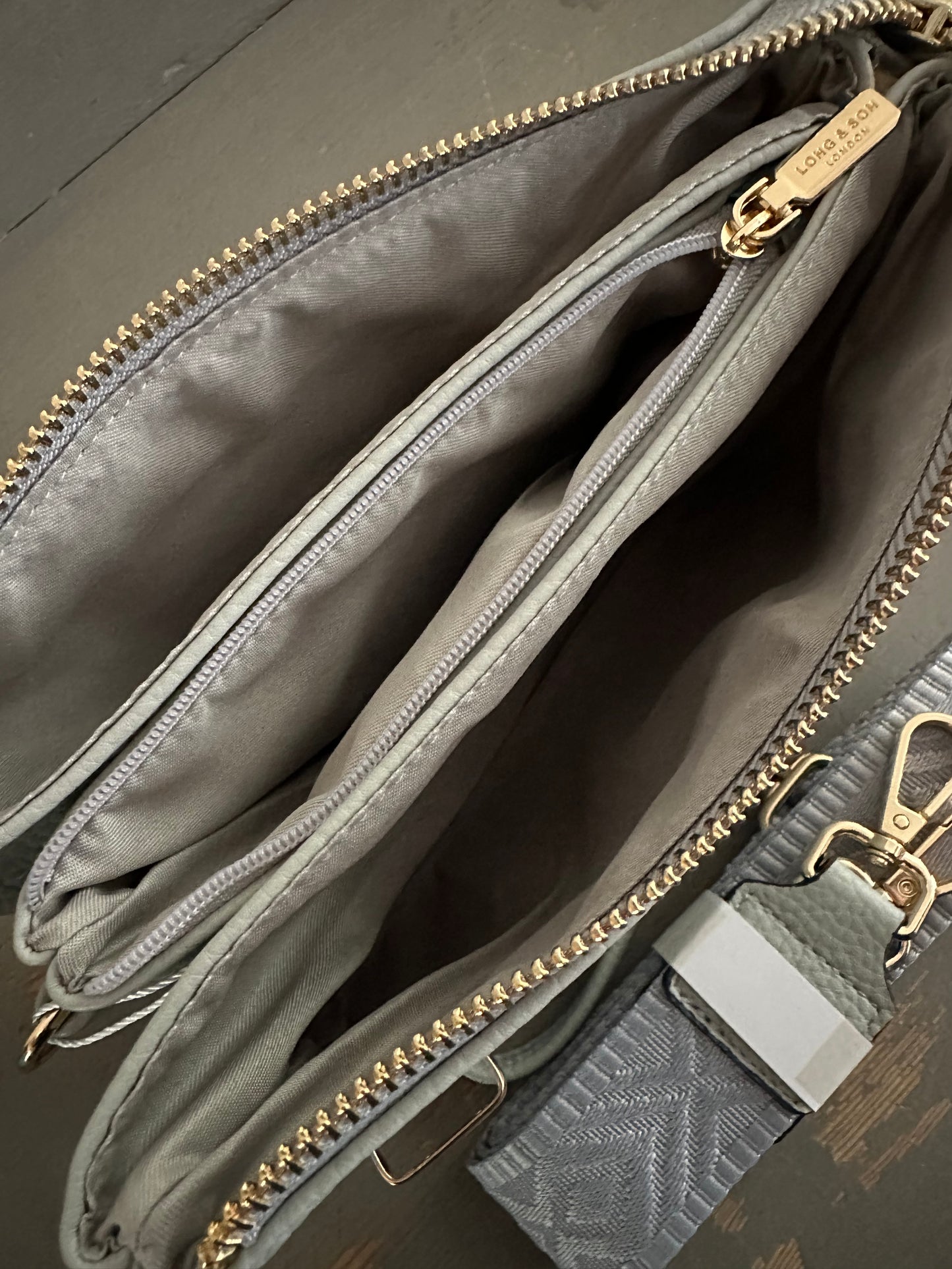 Crossbody & Wristlet Handbag - Light Grey