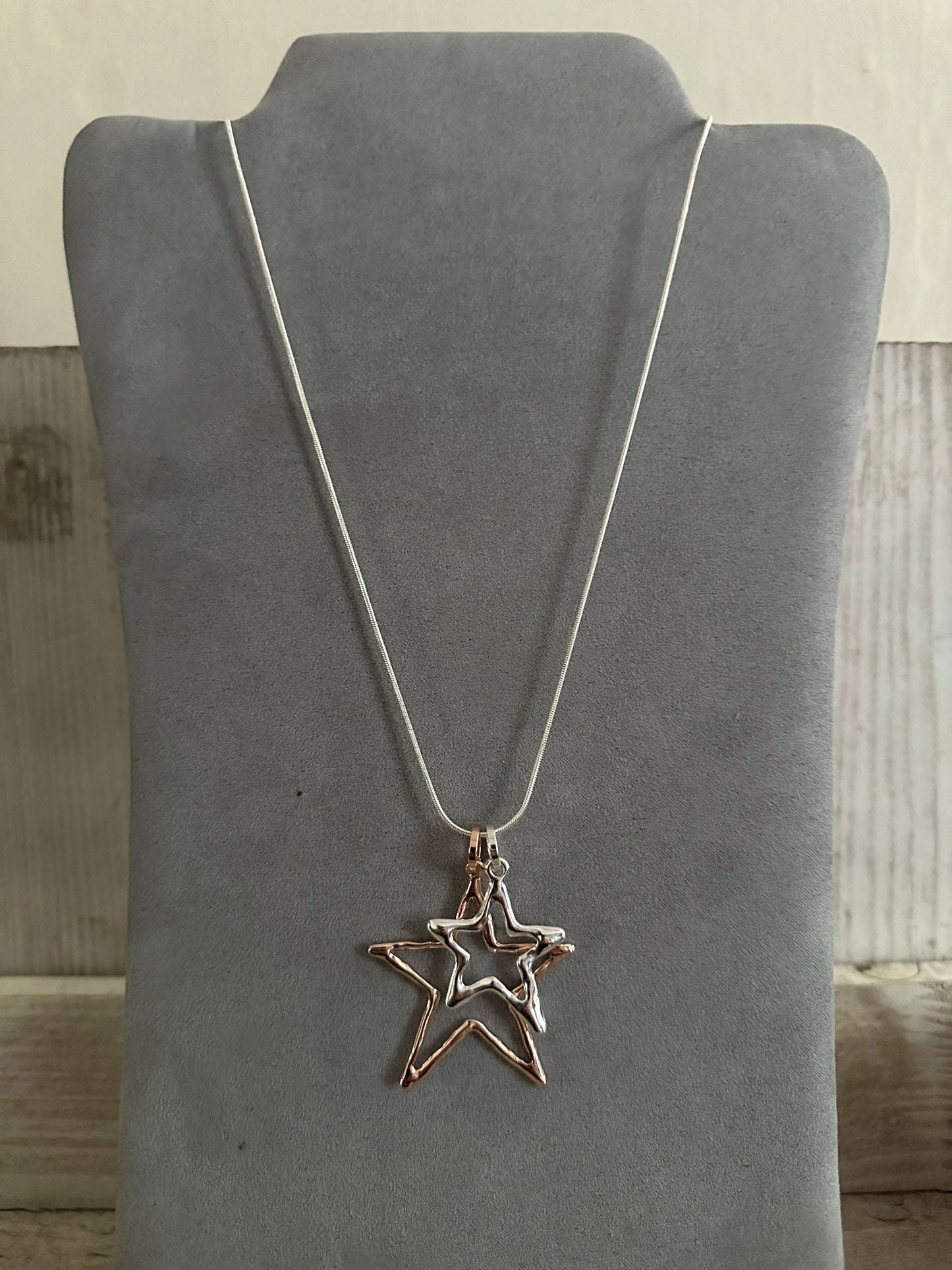 Double Star Pendant Long Necklace