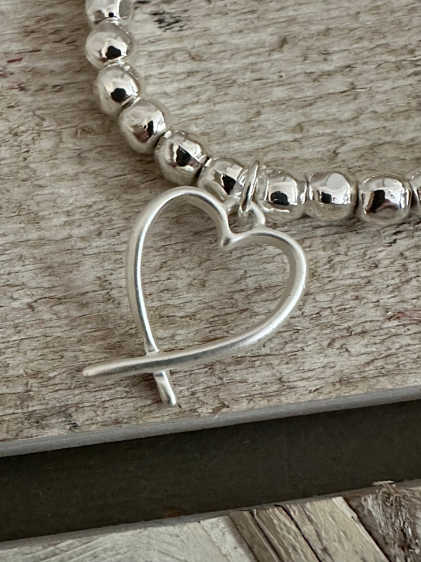 Heart Charm Elasticated Bracelet