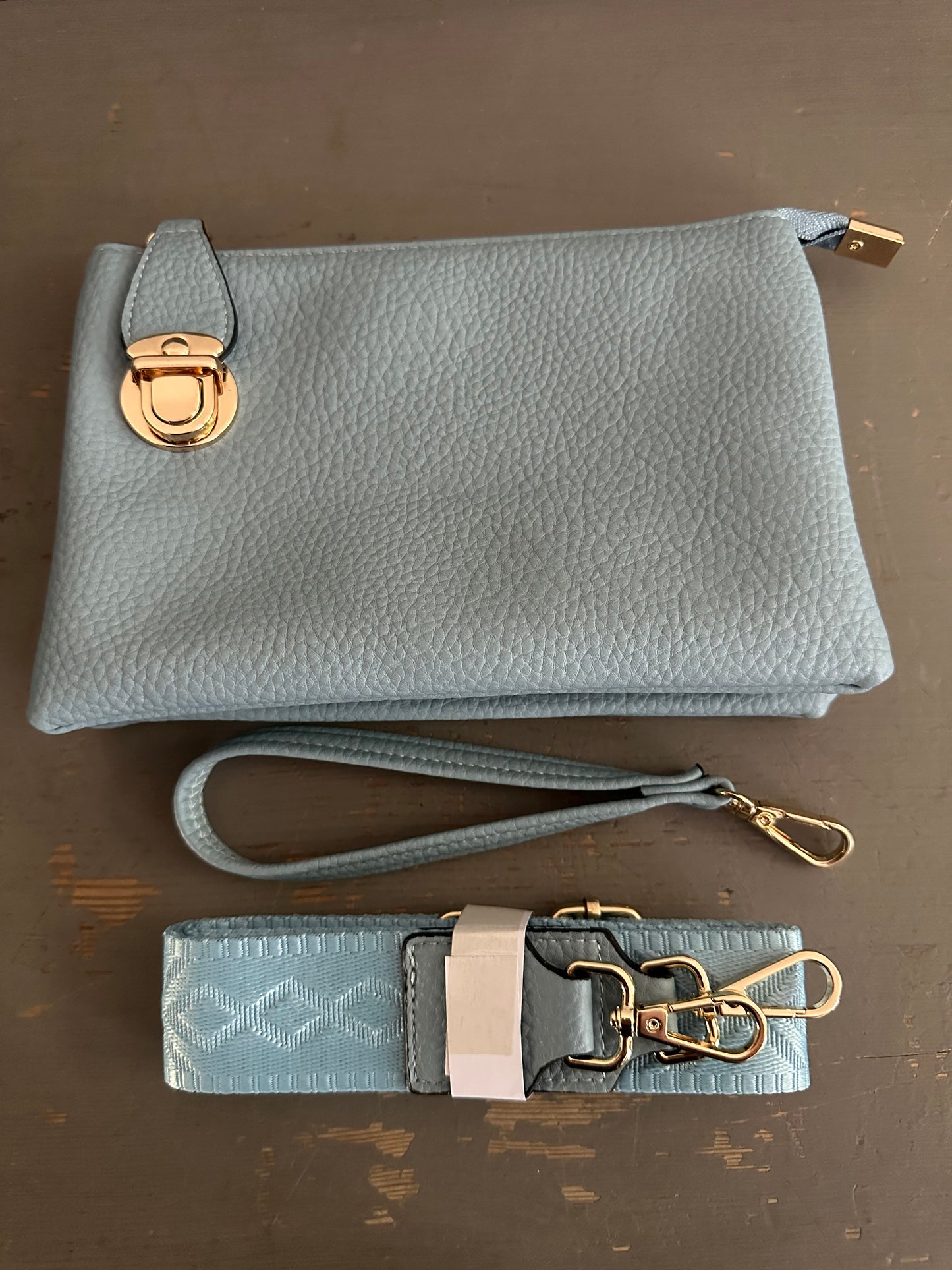 Crossbody & Wristlet Handbag - Light Blue