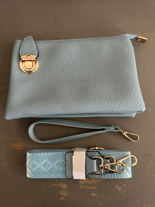 Crossbody & Wristlet Handbag - Light Blue