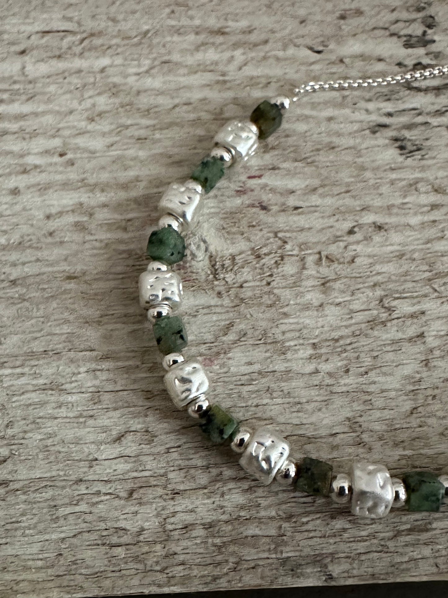 Silver & Green Adjustable Bracelet