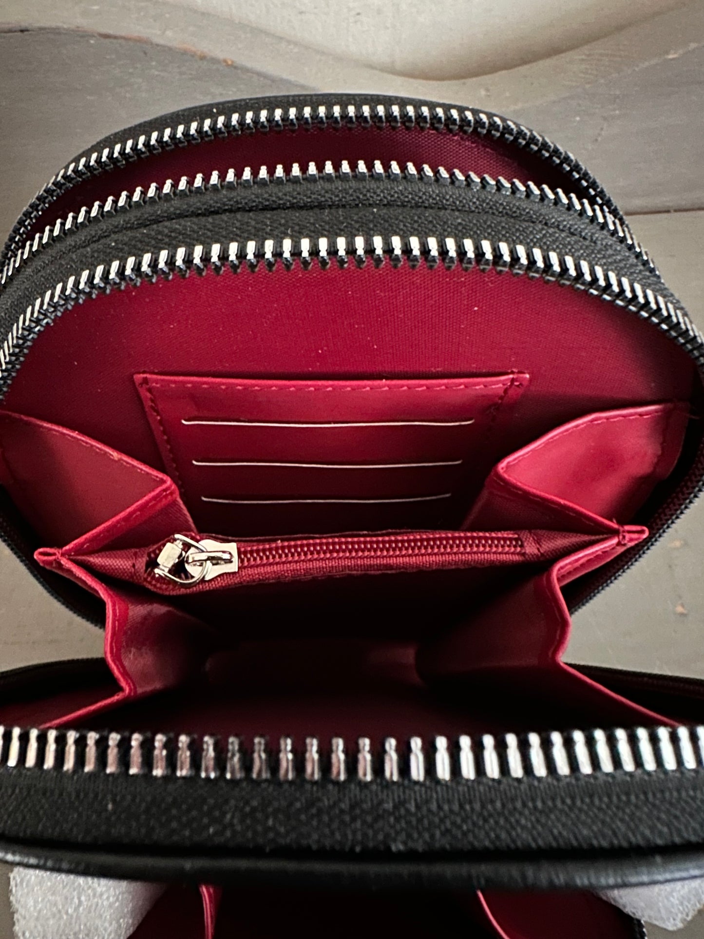 Crossbody Handbag - Three Compartment - Black