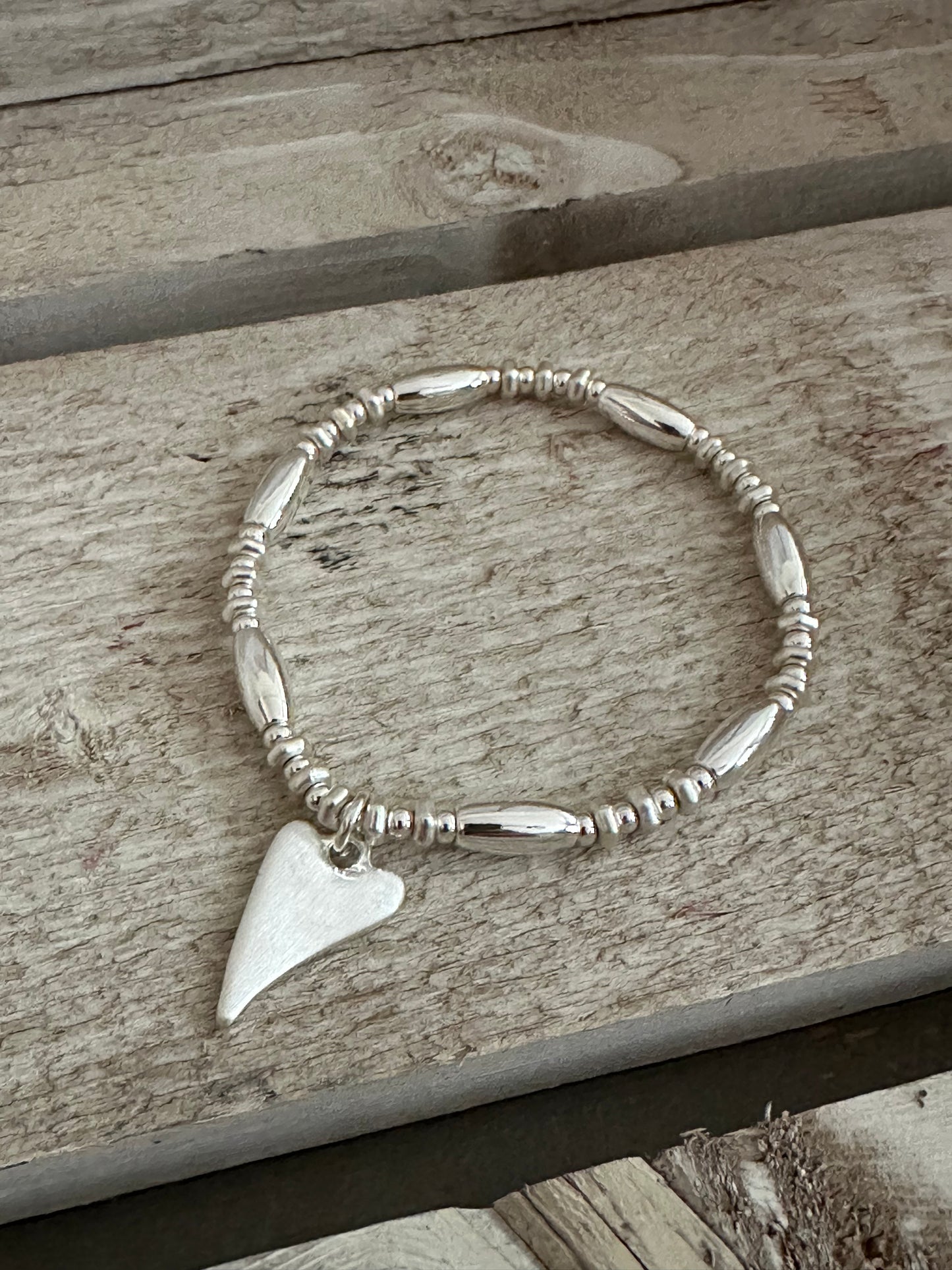 Heart Charm Elasticated Bracelet