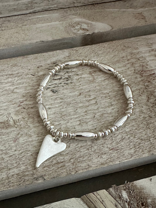 Heart Charm Elasticated Bracelet
