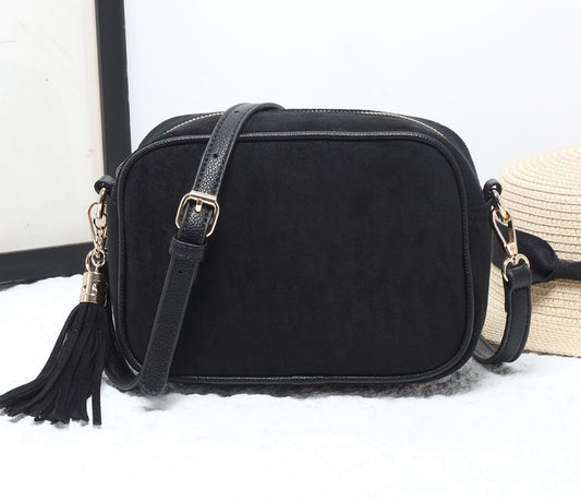 Vegan Suede Camera Bag - Black
