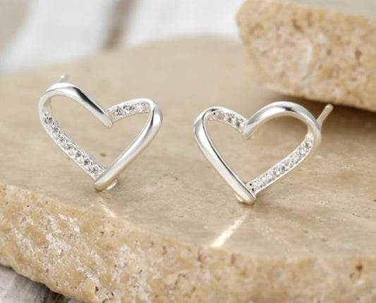 925 Silver Heart Earrings - Complete with Gift Box