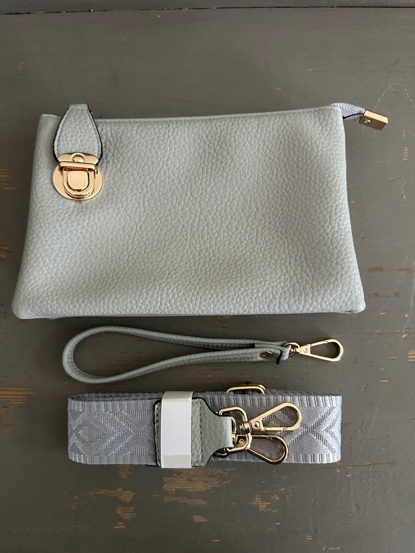 Crossbody & Wristlet Handbag - Light Grey