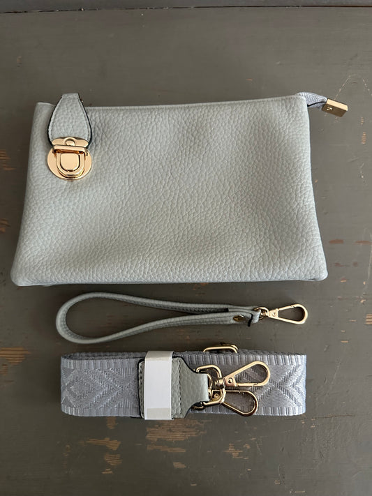 Crossbody & Wristlet Handbag - Light Grey