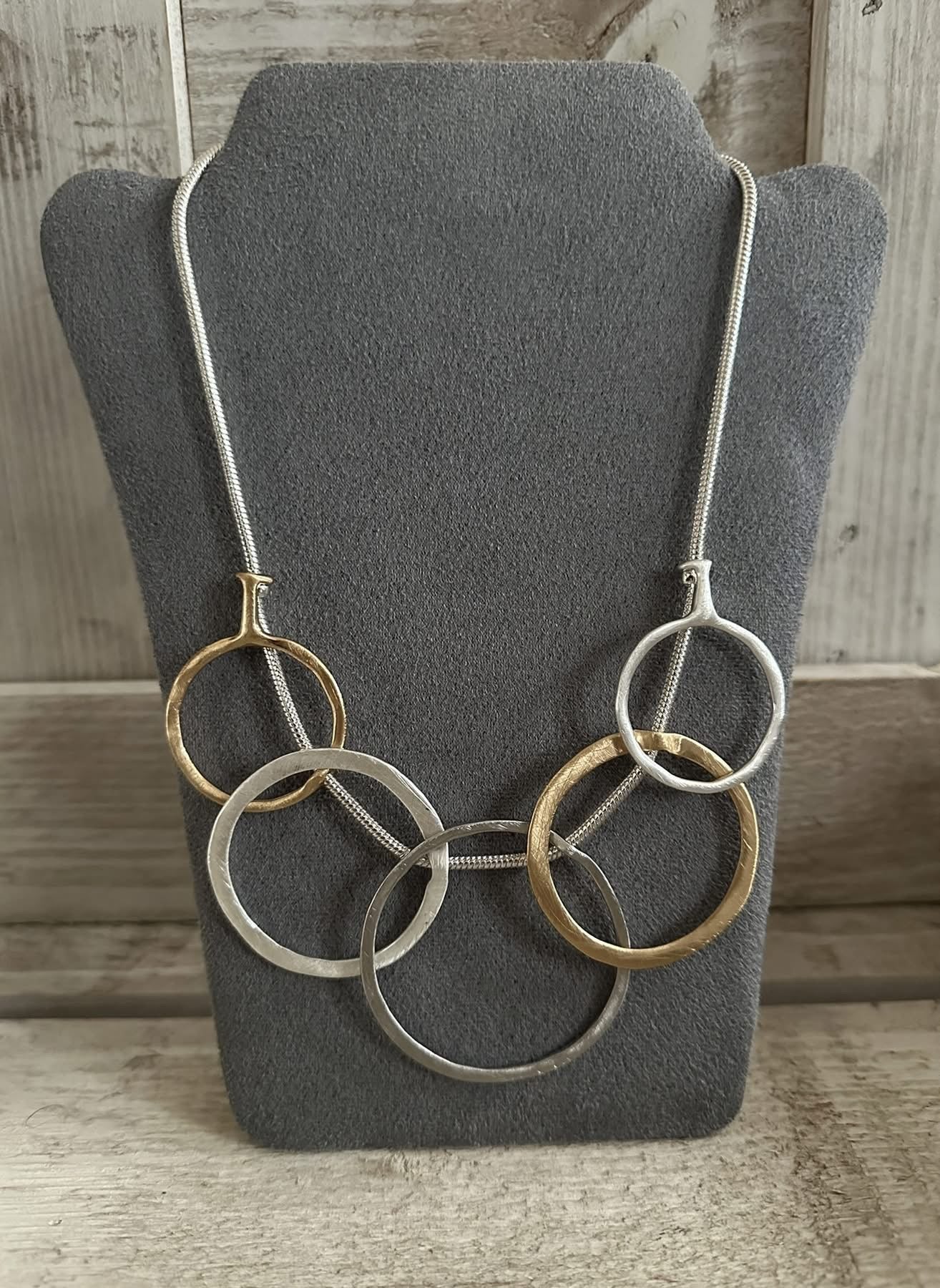 Multi Circle Three Tone Necklace