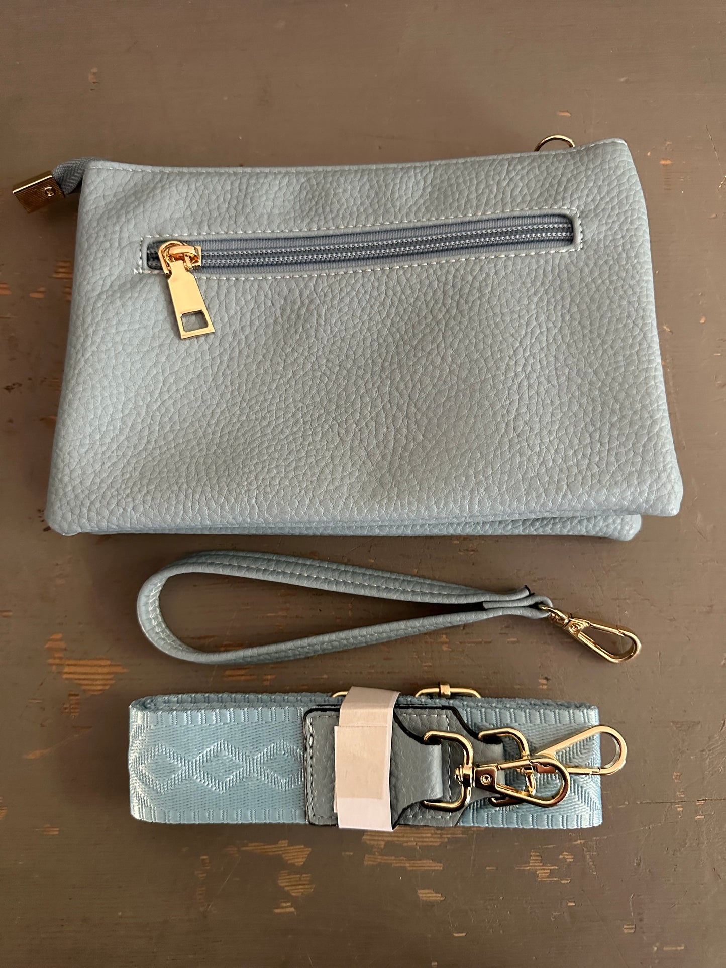 Crossbody & Wristlet Handbag - Light Blue
