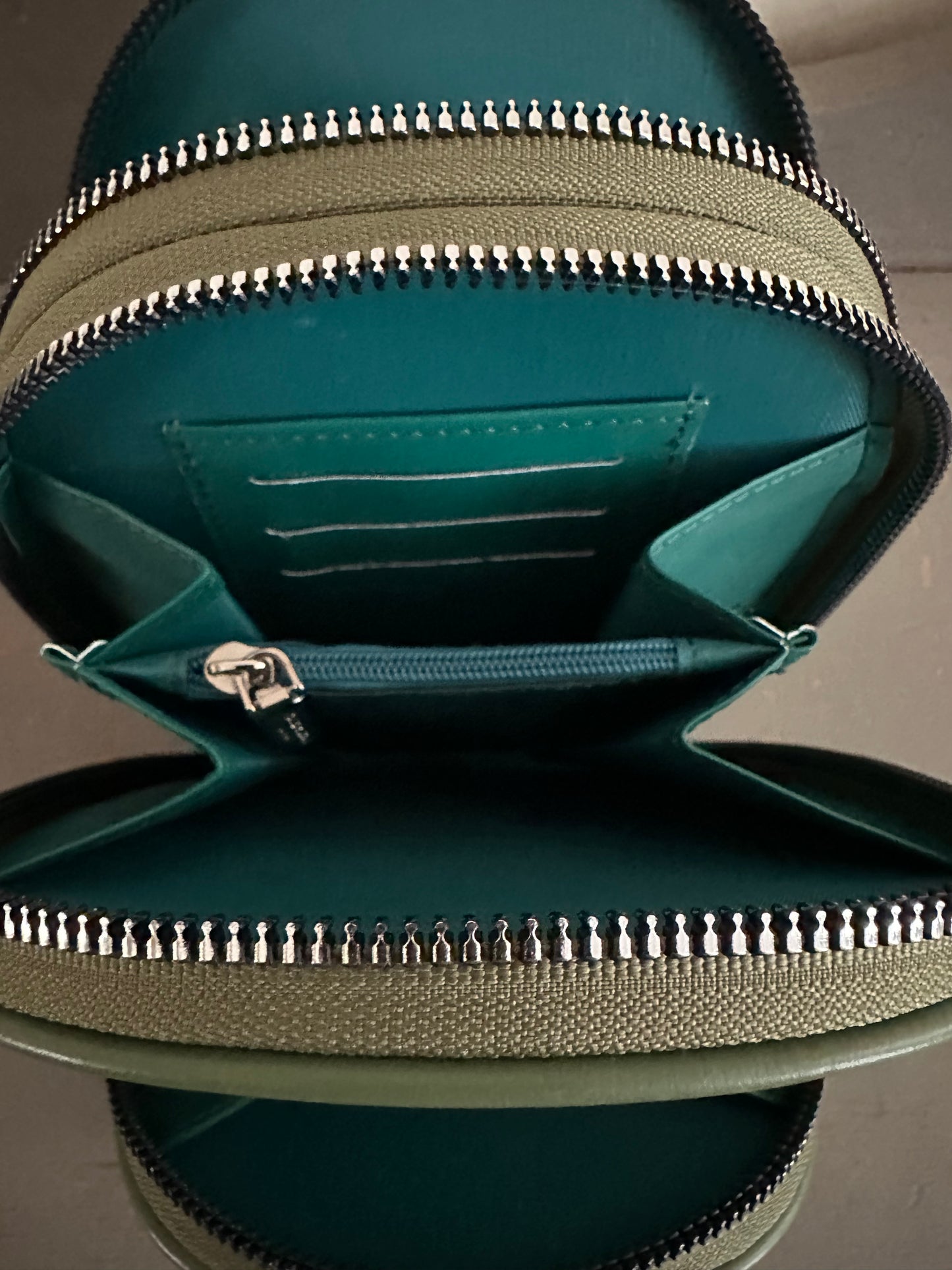 Crossbody Handbag - Three Compartment - Dark Green
