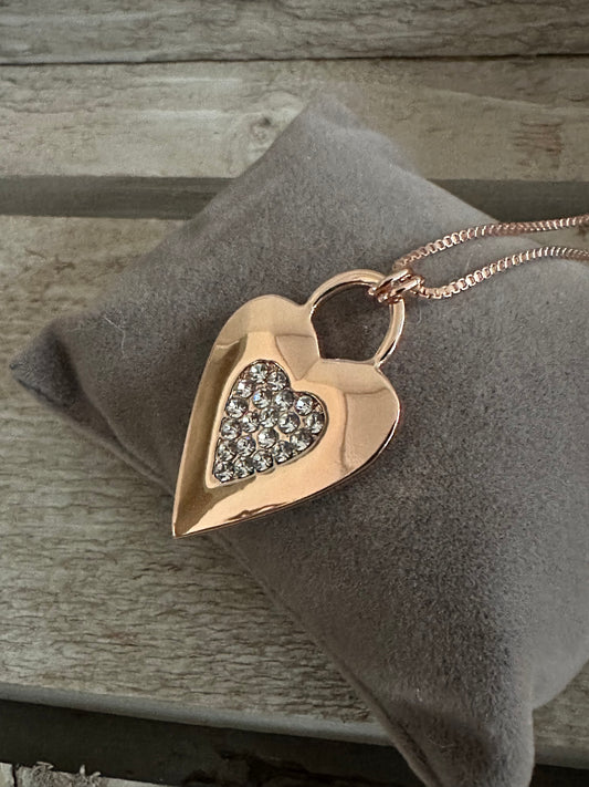 Gold Coloured Heart Short Necklace