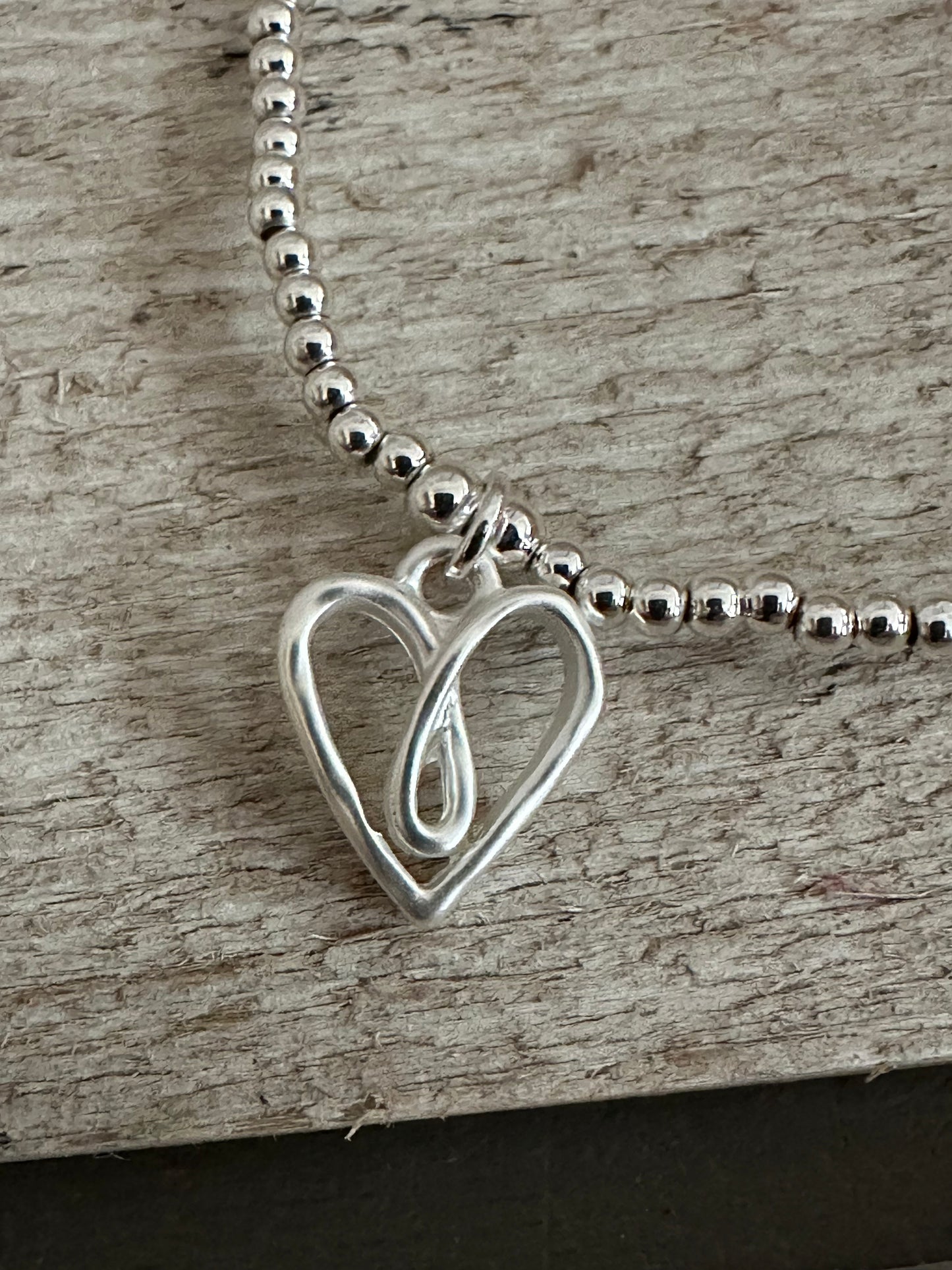 Heart Charm Elasticated Bracelet