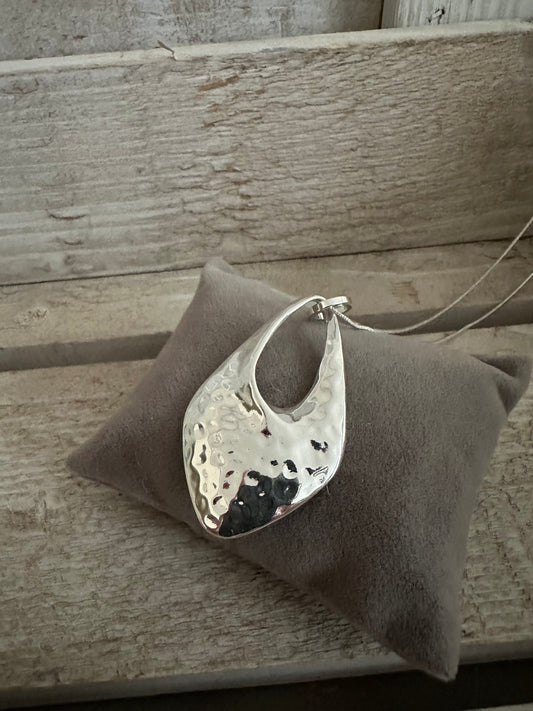 Silver Coloured Pendant Long Necklace