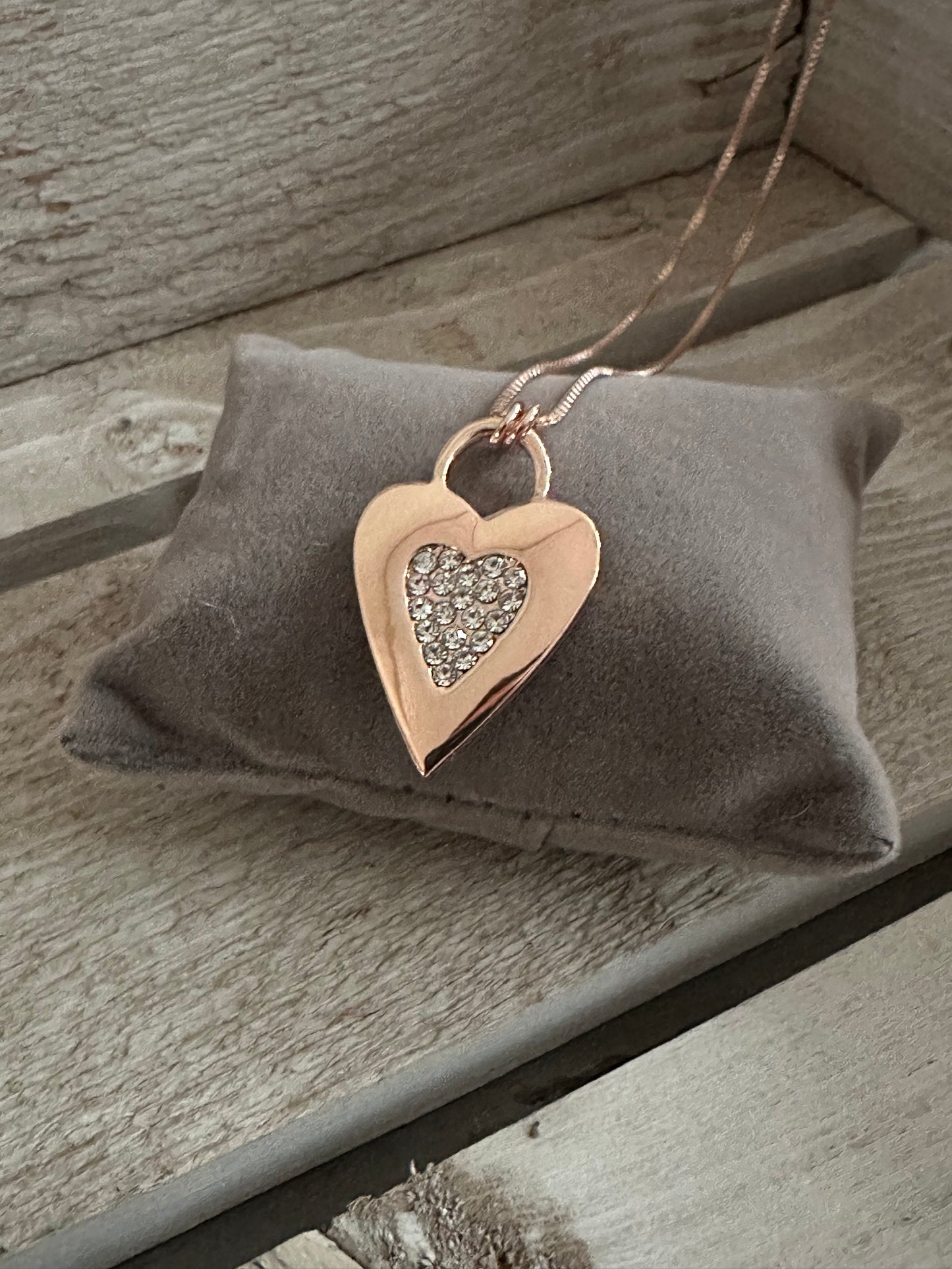Gold Coloured Heart Short Necklace