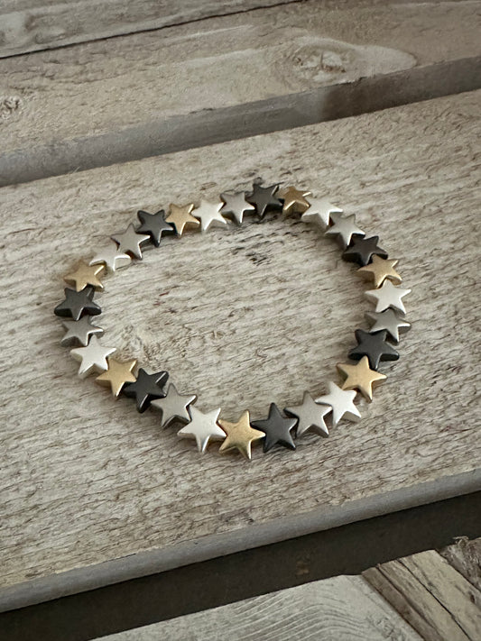 Four Tone Star Elasticated Bracelet