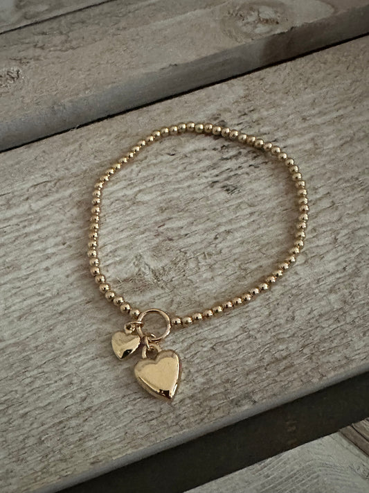 Gold Coloured Heart Elasticated Bracelet