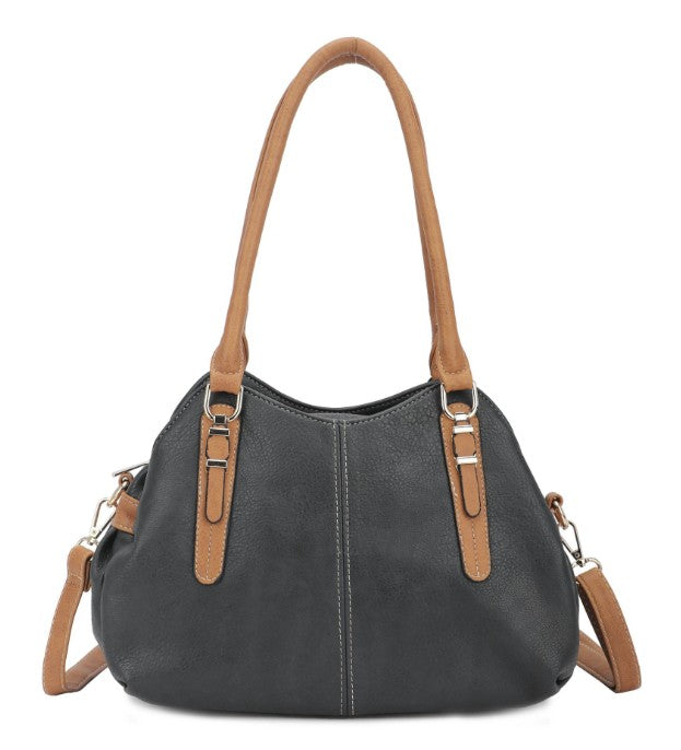 Shoulder Bag - Triple Compartment - Black