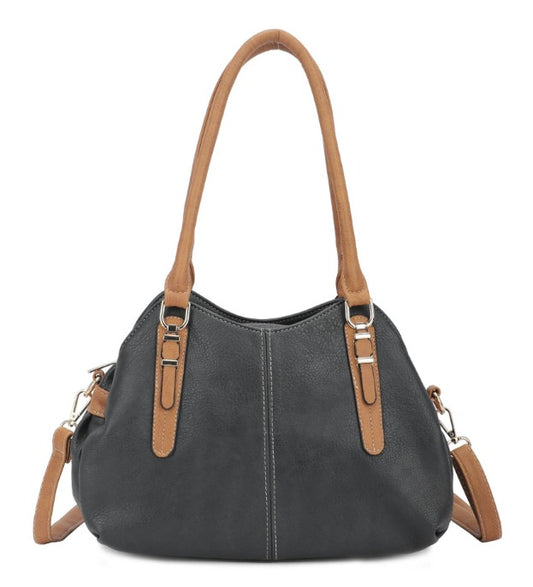 Shoulder Bag - Triple Compartment - Black